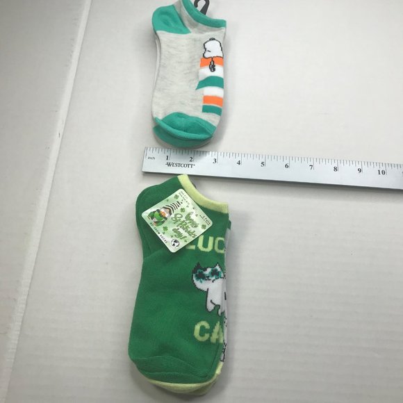 Lot of 4 St Patrick's Day Women's Shoe Size 4-10 No Show Socks Peanuts and Cats - Picture 10 of 13